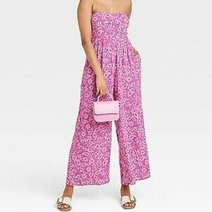 Knox Rose Pink Floral Wide Leg Jumpsuit